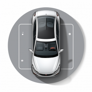 Overhead diagram of vehicle with untinted windows