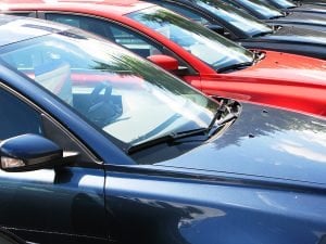 Row of corporate fleet vehicles